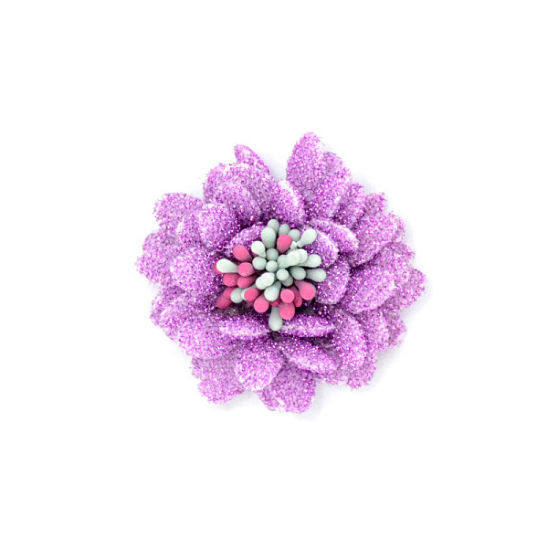 

PandaHall Non-Woven Fabric Flowers, with Glitter Powder, for DIY Headbands Flower, Clothing, Shoes, Hats Accessories, Violet, 40x45x20mm..., Purple