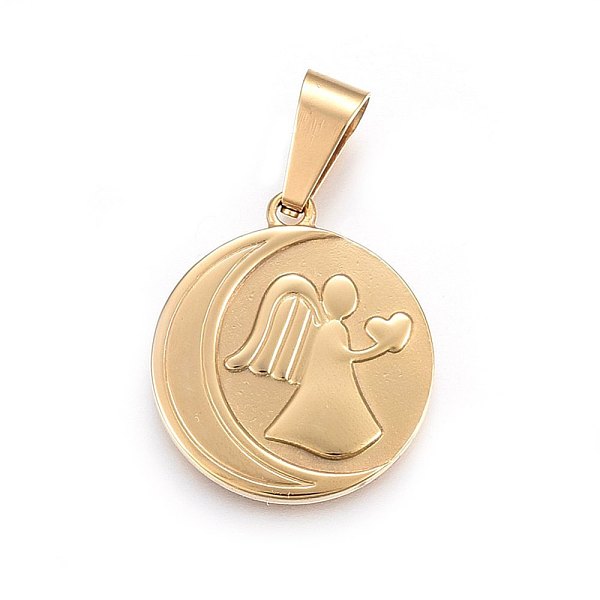 

PandaHall 304 Stainless Steel Pendants, Flat Round with Moon and Angel, Mixed Color, 28.5x25x3.5mm, Hole: 10x6mm 304 Stainless Steel Flat..., Multicolor