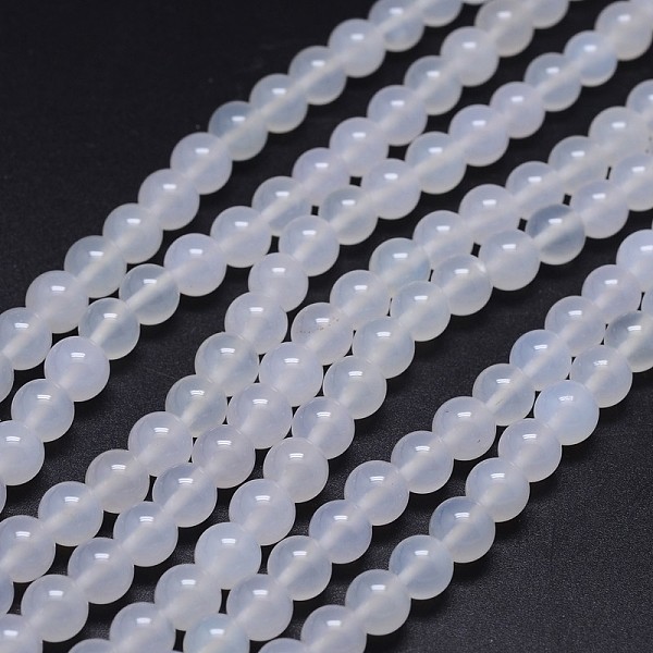 

PandaHall Grade A Natural Agate Round Beads Strands, Dyed, WhiteSmoke, 8mm, Hole: 1mm, about 48pcs/strand, 15.5 inch Natural Agate Round..., White