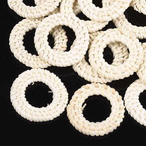 

PandaHall Handmade Reed Cane/Rattan Woven Linking Rings, For Making Straw Earrings and Necklaces, Ring, Lemon Chiffon, 37~43x4~5mm, Inner..., Yellow