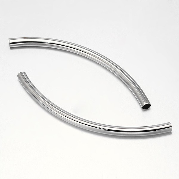 

PandaHall Curved Rack Plating Brass Tube Beads, Platinum, 86~90x5mm, Hole: 4mm Brass Tube