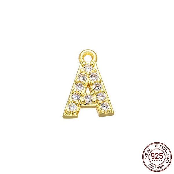 

PandaHall Real 18K Gold Plated 925 Sterling Silver Micro Pave Clear Cubic Zirconia Charms, Initial Letter, Letter A, 8.5x6x1mm, Hole: 0.9mm...