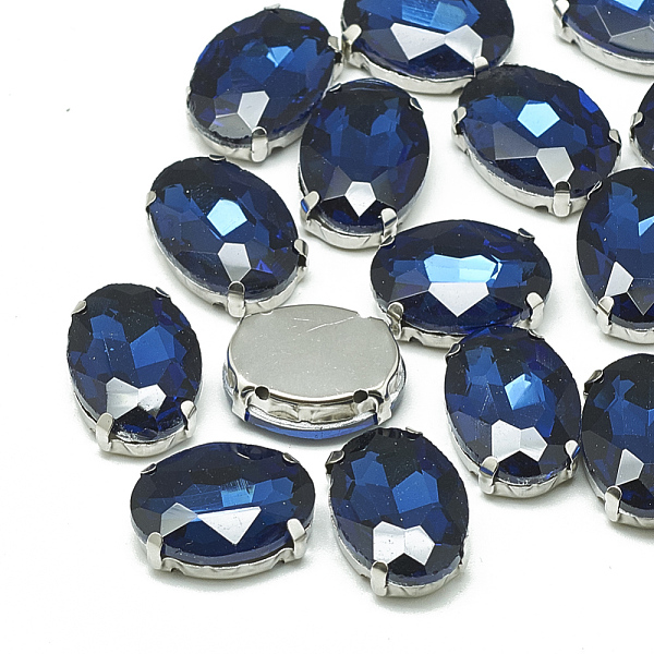 

PandaHall Sew on Rhinestone, Multi-strand Links, Glass Rhinestone, with Brass Prong Settings, Garments Accessories, Faceted, Oval, Platinum..., Blue