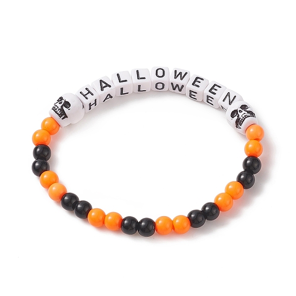 

PandaHall Halloween Theme Acrylic Beaded Stretch Bracelets, Skull Bead Bracelet for Kids, Orange, Inner Diameter: 1-7/8 inch(4.85cm) Acrylic...