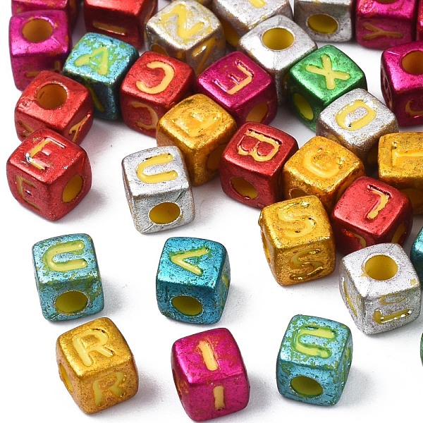 

PandaHall Opaque Acrylic Beads, Christmas Style, Cube with Letter, Mixed Color, 4x4x4.5mm, Hole: 2mm, about 5000pcs/500g Acrylic Letter..., Multicolor