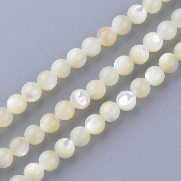

PandaHall Natural Sea Shell Beads Strands, Round, 4~4.5mm, Hole: 1mm, about 86pcs/strand, 15.7 inch Other Sea Shell Round Gold
