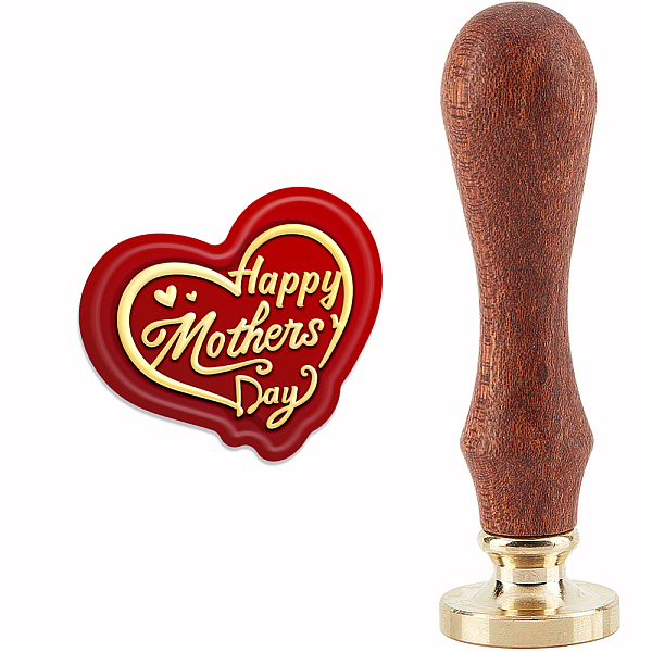 

PandaHall CRASPIRE Happy Mother's Day Wax Seal Stamp Heart Sealing Wax Stamps Retro Vintage Removable Brass Stamp Head with Wood Handle for...