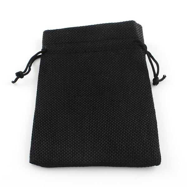 

PandaHall Burlap Packing Pouches Drawstring Bags, Black, 9x7cm Burlap Black