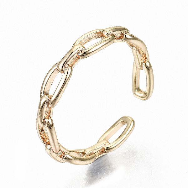 

PandaHall Brass Cuff Rings, Open Rings, Nickel Free, Cable Chain Shape, Real 18K Gold Plated, US Size 8 1/4(18.3mm) Brass