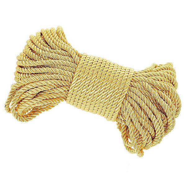

PandaHall 3-Ply Polyester Cords, Twisted Rope, for DIY Gift Bagd Rope Handle Making, Gold, 6mm, about 25.15 Yards(23m)/Bundle Polyester Gold
