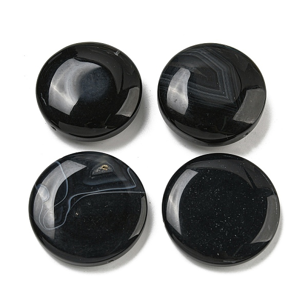 

PandaHall Natural Black Agate Beads, Flat Round, Dyed, 41~44x9~16mm, Hole: 1.5mm Black Agate Flat Round