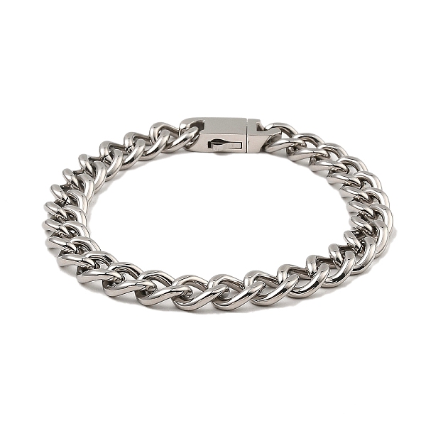 

PandaHall 304 Stainless Steel Cuban Link Chain Bracelet, Stainless Steel Color, 8-7/8 inch(22.4cm) 304 Stainless Steel