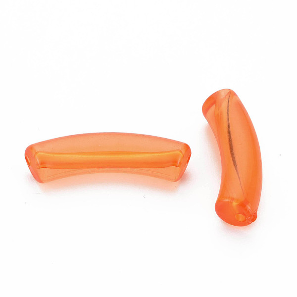 

PandaHall Transparent Acrylic Beads, Curved Tube, Dark Orange, 32x9.5x8mm, Hole: 1.8mm, about 304~312pcs/500g Acrylic Tube