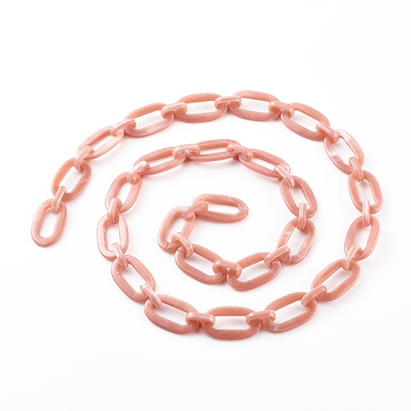 

PandaHall Handmade Acrylic Cable Chains, Light Salmon, 36.5x21x3.5mm, about 39.37 inch(1m)/strand Acrylic