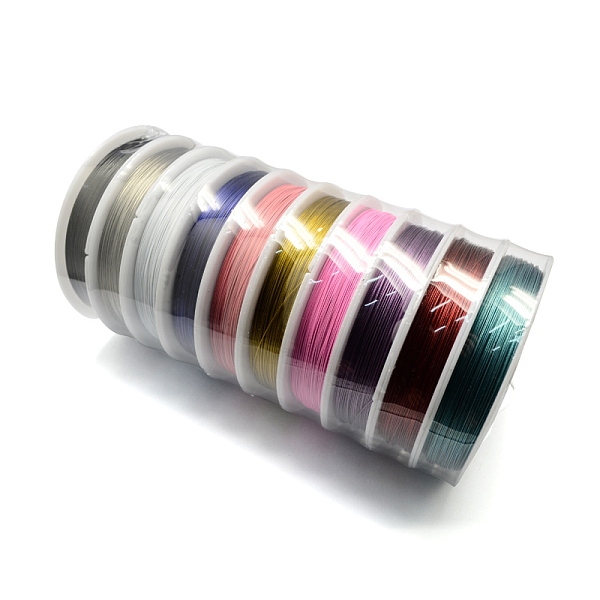 

PandaHall Tiger Tail Wire,Nylon-coated Stainless Steel,Mixed Color,0.38mm,about 196.85 Feet(60m)/roll,10 rolls/set Stainless Steel Round..., Multicolor