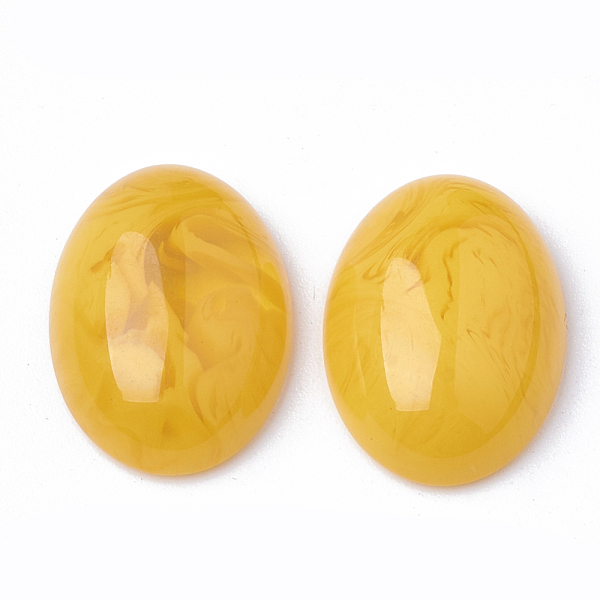

PandaHall Resin Cabochons, Oval, Goldenrod, 18x13x5.5mm Resin Oval Gold