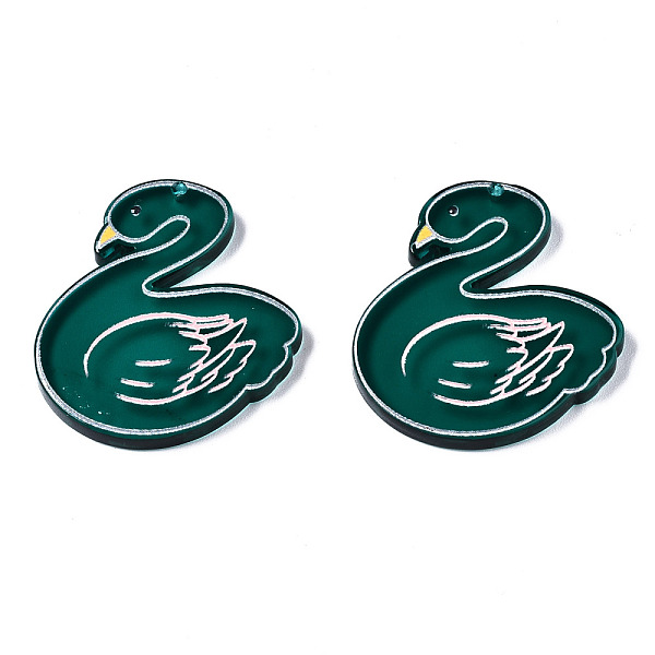 

PandaHall Translucent Acrylic Pendants, 3D Printed, Swan, Dark Green, 31.5x29x3mm, Hole: 1.2mm Acrylic Other Animal