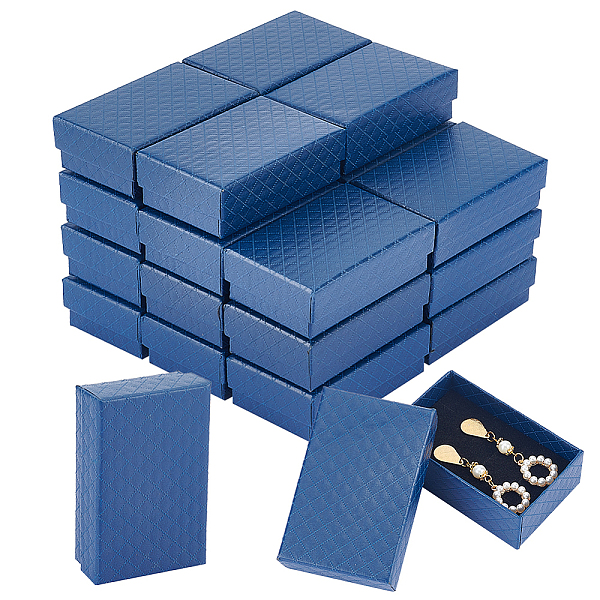 

PandaHall Rectangle Cardboard Gift Box, with Sponge Inside, Rhombus Pattern, Marine Blue, 8.4x5.35x2.9cm, Inner Diameter: 7.75x4.8cm Paper...