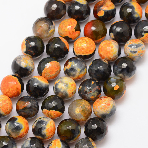 

PandaHall Natural Fire Crackle Agate Bead Strands, Round, Grade A, Faceted, Dyed & Heated, Goldenrod, 10mm, Hole: 1mm, about 37pcs/strand..., Gold