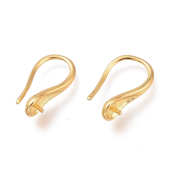 

PandaHall Brass Earring Hooks, Long-Lasting Plated, Ear Wire, for Half Drilled Beads, Real 18K Gold Plated, 14.7mm, Pin: 0.7mm Brass