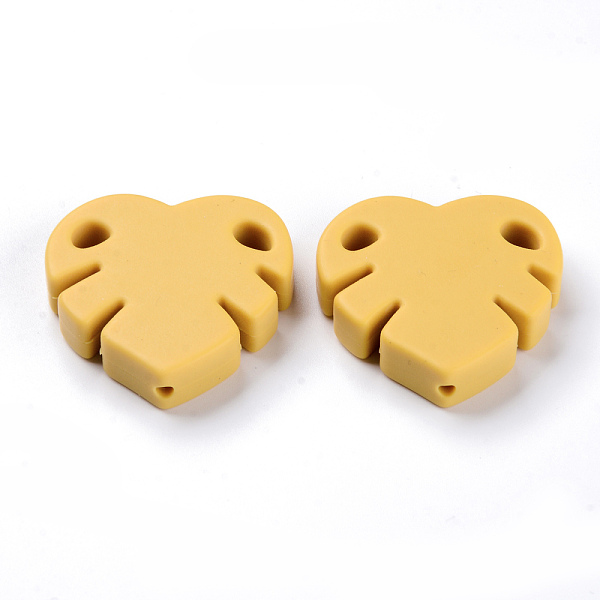 

PandaHall Food Grade Eco-Friendly Silicone Focal Beads, Chewing Beads For Teethers, DIY Nursing Necklaces Making, Leaf, Gold, 35x35.5x8mm...