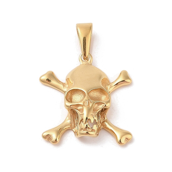 

PandaHall Vacuum Plating 304 Stainless Steel Pendants, Golden, Skull, 28x26x7mm, Hole: 9x4.5mm 304 Stainless Steel Skull