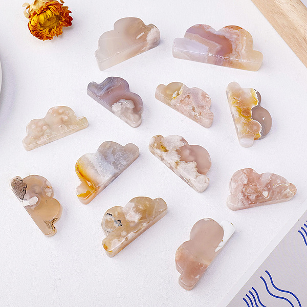 

PandaHall Natural Cherry Blossom Agate Display Decorations, for Home Office Desk, Cloud, 60~80mm Cherry Blossom Agate Cloud