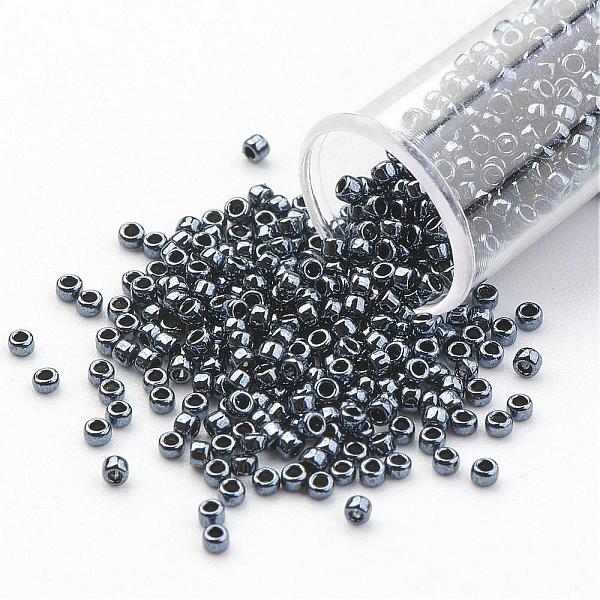 

PandaHall TOHO Japan Seed Beads, 15/0 Import Opaque Glass Round Hole Rocailles, (81) Metallic Hematite, 1.5x1mm, Hole: 0.5mm Glass Blue
