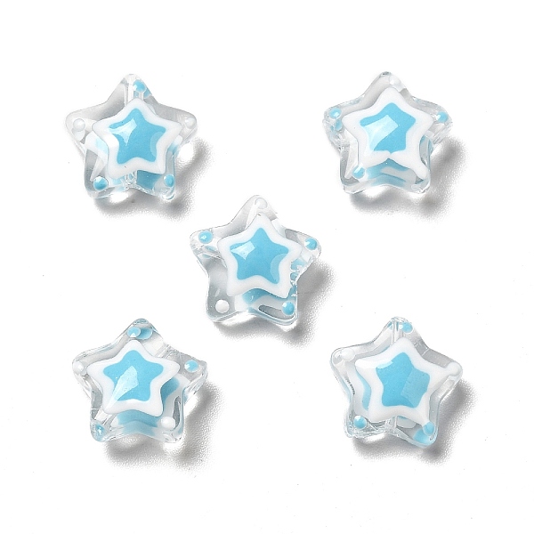 

PandaHall Handmade Lampwork Beads, Star, Deep Sky Blue, 12~13x12~13x6~6.5mm, Hole: 0.9~1.2mm Lampwork Star
