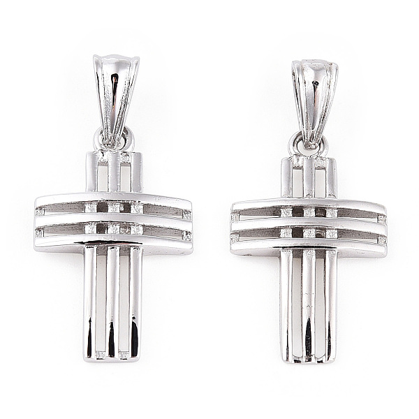 

PandaHall Rhodium Plated 925 Sterling Silver Pendants, Hollow Cross with 925 Stamp, Real Platinum Plated, 22.5x16x2.5mm, Hole: 3.5x6.5mm...