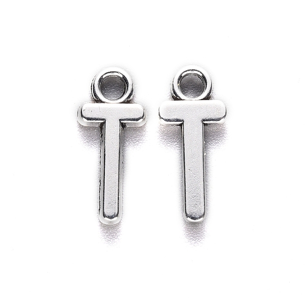 

PandaHall Tibetan Style Alloy Pendants, Cadmium Free & Lead Free, Letter T, T: 16x7x2mm, Hole: 2mm Alloy Letter