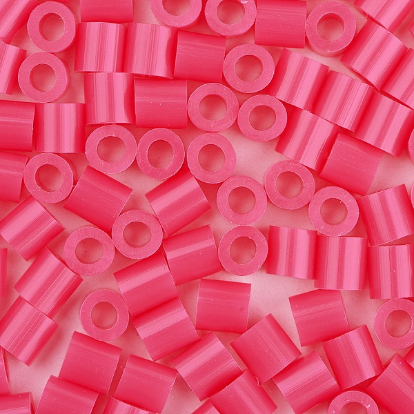 

PandaHall 1 Box 5mm Melty Beads PE DIY Fuse Beads Refills for Kids, Tube, Hot Pink, 5x5mm, Hole: 3mm, about 500pcs/box Plastic Tube Pink