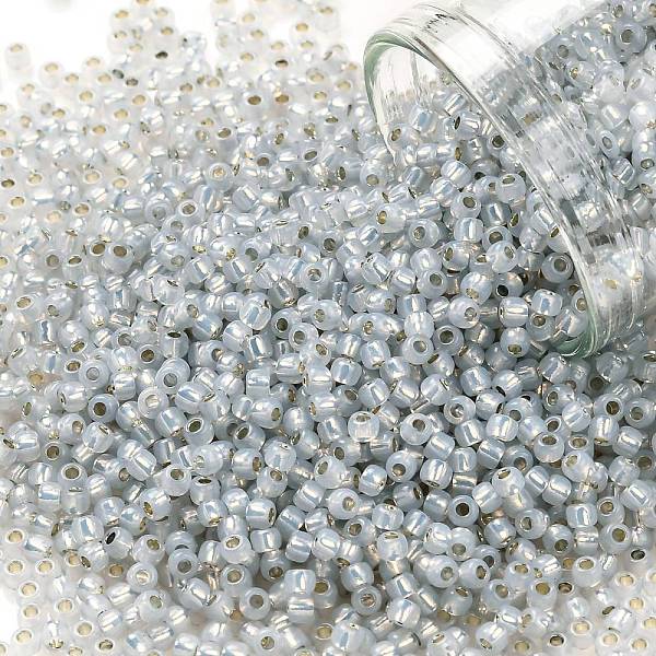 

PandaHall TOHO Round Seed Beads, Japanese Seed Beads, (2101) Silver Lined Grey Opal, 11/0, 2.2mm, Hole: 0.8mm, about 1110pcs/bottle..., Gray