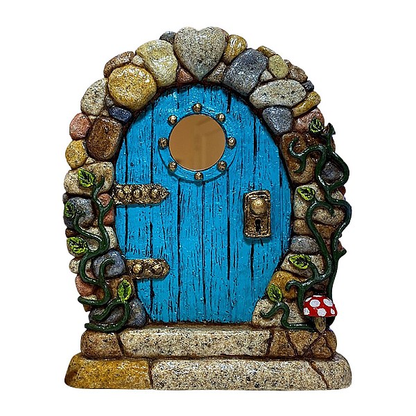 

PandaHall Dollhouse Wood Fairy Garden Door, Deep Sky Blue, 100x78x10mm Wood Arch