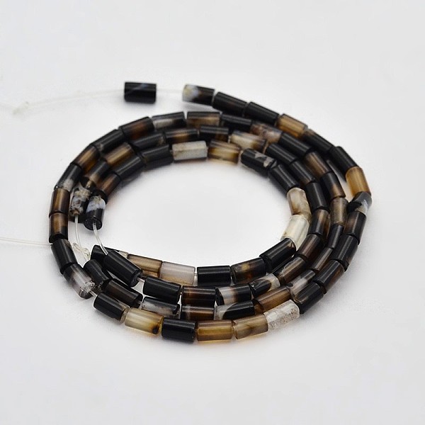 

PandaHall Column Natural Black Agate Beads Strands, Dyed & Heated, 5x3mm, Hole: 0.5mm, about 78pcs/strand, 15.7 inch Black Agate Column