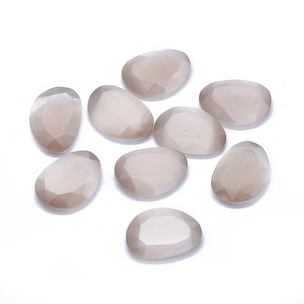 

PandaHall Cat Eye Cabochons, Faceted, Nuggets, Antique White, 17.5x12.5x3.5mm Glass Nuggets Orange