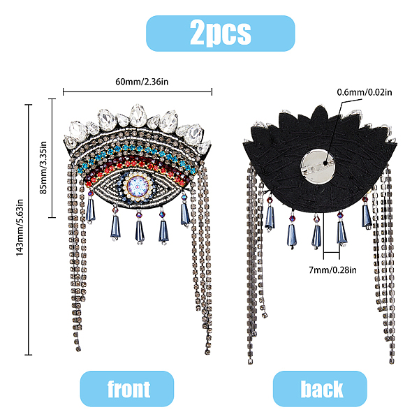 

PandaHall SUPERFINDINGS 2Pcs Detachable Ethnic Style Evil Eye Appliques, Handmade Tassel Ornament Accessories, with Felt & Rhinestone...