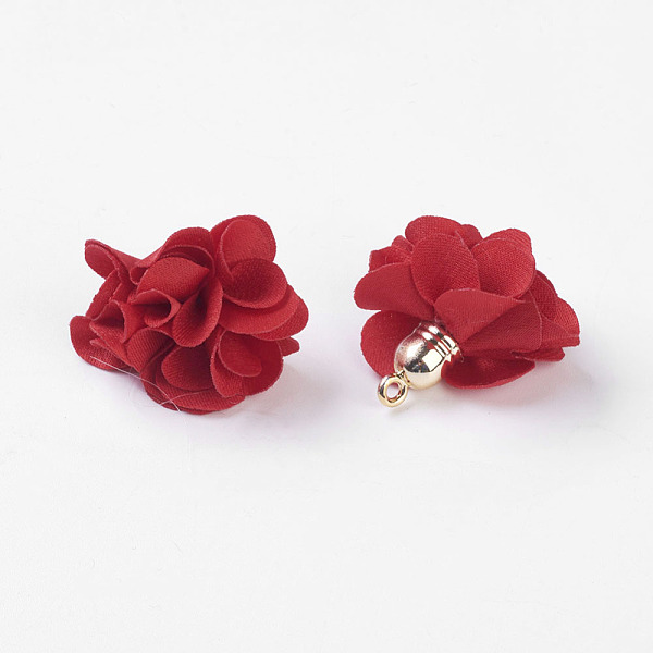 

PandaHall Cloth Pendant Decorations, with Acrylic Findings, Flower, Red, 25~30x28~35mm, Hole: 2mm Cloth Flower Red