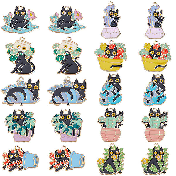 

PandaHall SUNNYCLUE 20Pcs 10 Styles Alloy Enamel Pandants, Lead Free & Cadmium Free, for Halloween, Cat Charm, Mixed Color..., Multicolor