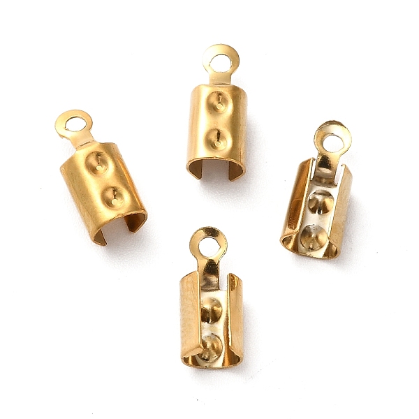 

PandaHall Ion Plating(IP) 201 Stainless Steel Cord End, Folding Crimp Ends, Real 18K Gold Plated, 10.5x4.5x4mm, Hole: 1.2mm, Inner Diameter...