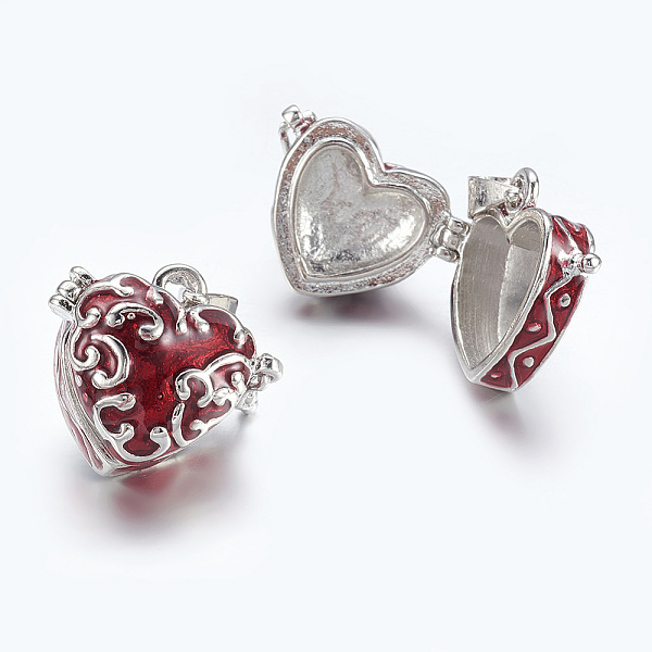 Heart Brass Enamel Prayer Box Pendants