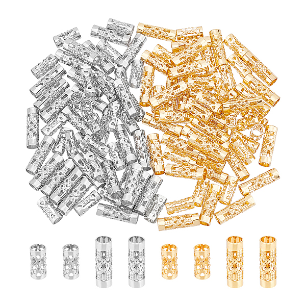 

PandaHall UNICRAFTALE 120 Pcs 2 Colors 2 Sizes Tube Beads Stainless Steel Beads Spacer Beads 8/12mm Column Beads Hollow Tube Beads Loose...
