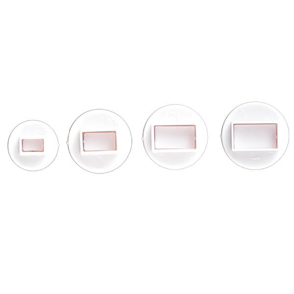 

PandaHall Plastic Cookie Fondant Stamper Set, Biscuit Cookie Stamp Impress, Round with Rectangle Pattern, White, 11~17x40~48mm, about...