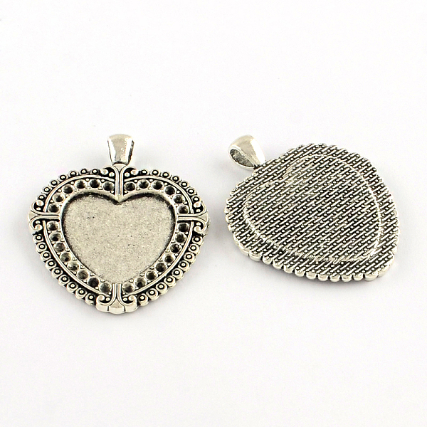 

PandaHall Tibetan Style Heart Alloy Pendant Cabochon Settings, Lead Free & Cadmium Free, Antique Silver, Tray: 25x25mm, Fit For 2mm...