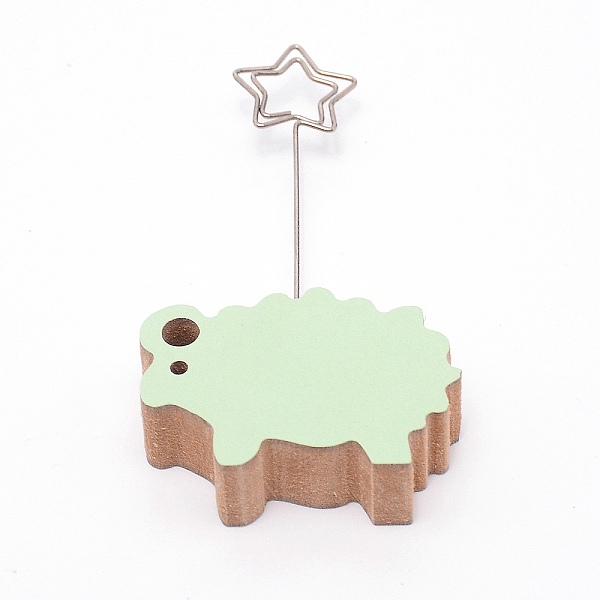 

PandaHall Sheep Wood Name Card Holder, Photo Memo Holders, with Star Iron Clip, for Wedding, Birthday Party Table Number Sign, Pale Green...