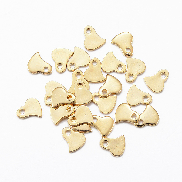 

PandaHall 201 Stainless Steel Charms, Stamping Blank Tag, Heart, Golden, 6.5x5.5x1mm, Hole: 1mm 201 Stainless Steel Heart