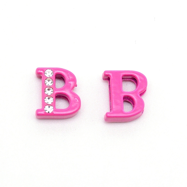 

PandaHall Rhinestone Slide Letter Charms, Alloy Intial Letter Beads, Spray Painted, Letter.B, B: 11.5x10x4.5mm, Hole: 1.5x8mm..., Multicolor