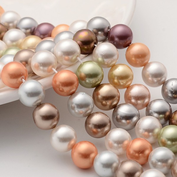 

PandaHall Shell Pearl Colorful Beads Strands, Round, Mixed Color, 10mm, Hole: 0.8mm, about 19~20pcs/strand, 8.2 inch(21cm) Shell Pearl Round..., Multicolor