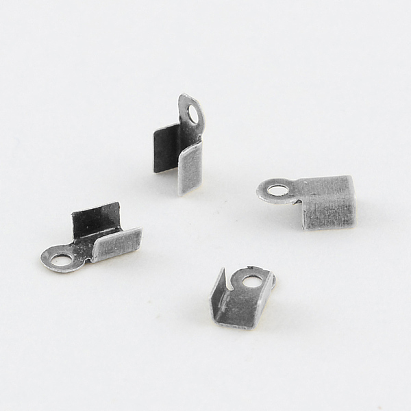 

PandaHall Iron Folding Crimp Ends, Fold Over Crimp Cord Ends, Platinum, 6x3x2.3mm, Hole: 1.2mm Iron