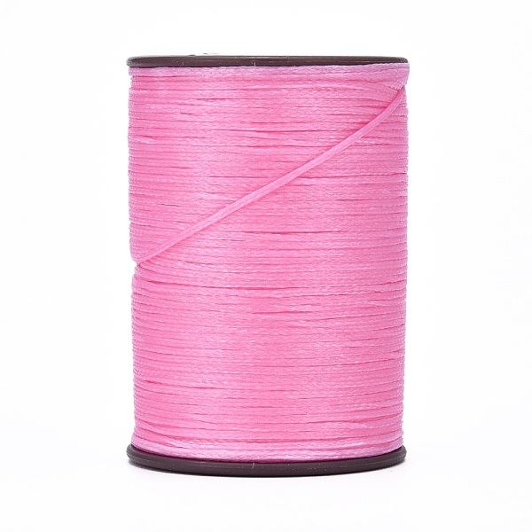 pandahall flat waxed thread string, micro macrame cord, for leather sewing stitching, pink, 0.8mm, about 109.36 yards(100m)/roll waxed...